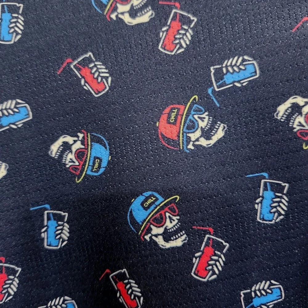 Druids Golf Polo‎ Shirt Men's S Navy Skull Print Performance Moisture Wicking
